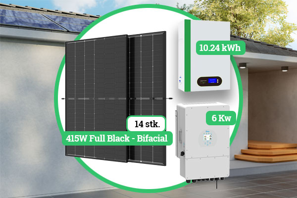 5,7 kWh Solcelleanlæg med 10,24 kWh batteriløsning